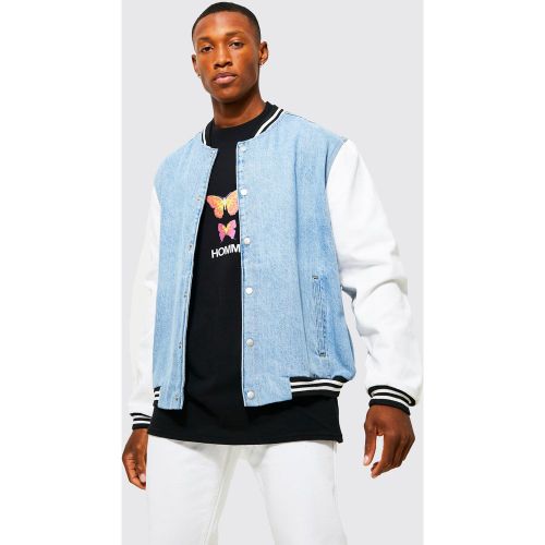 Chaqueta Bomber Oversize Vaquera Con Mangas En Contraste - boohoo - Modalova