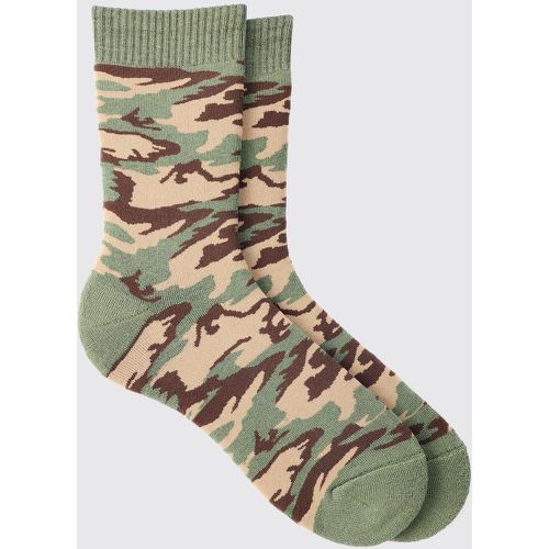 Camo Print Socks, Verde - boohoo - Modalova