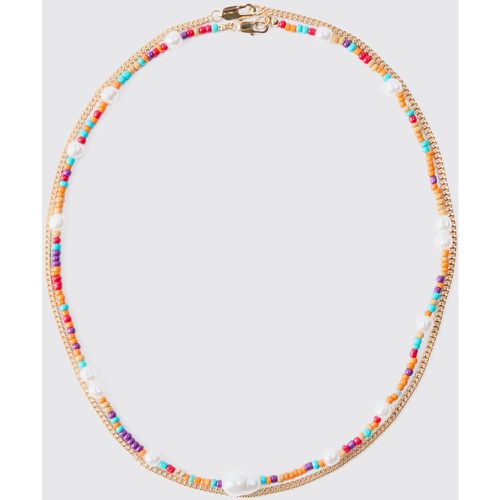 Bead And Chain Necklace, Arancio - boohoo - Modalova
