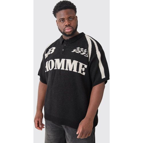 Polo Plus Size oversize Homme in maglia nera - boohoo - Modalova