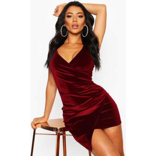 Vestido Ajustado Cruzado De Terciopelo - boohoo - Modalova