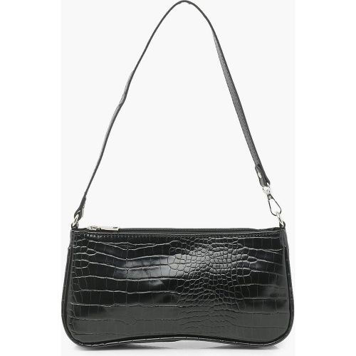Bolso De Hombro De Cocodrilo Con Cremallera Y Curva En La Base - boohoo - Modalova