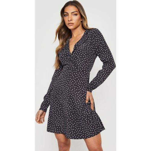 Vestido Camisero Skater De Manga Larga Y Lunares - boohoo - Modalova