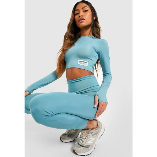Crop top Active Gym a maniche lunghe con etichetta intessuta - boohoo - Modalova