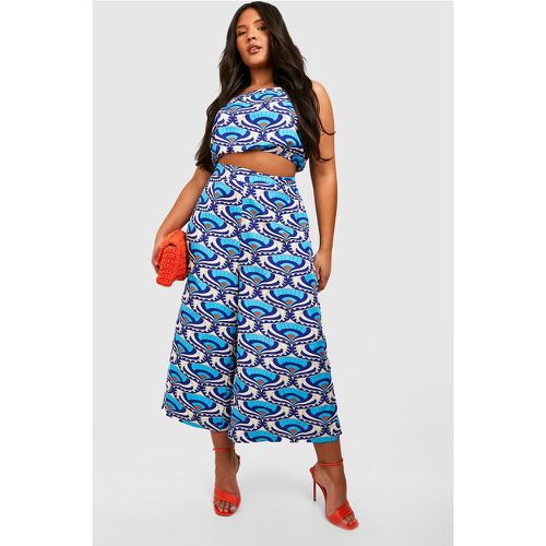 Crop top Plus Size con stampa & pantaloni culottes coordinati - boohoo - Modalova