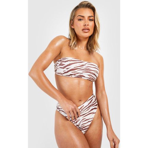 Slip bikini a vita alta tigrato - boohoo - Modalova