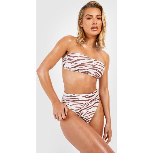 Top bikini a fascia tigrato, Bianco - boohoo - Modalova