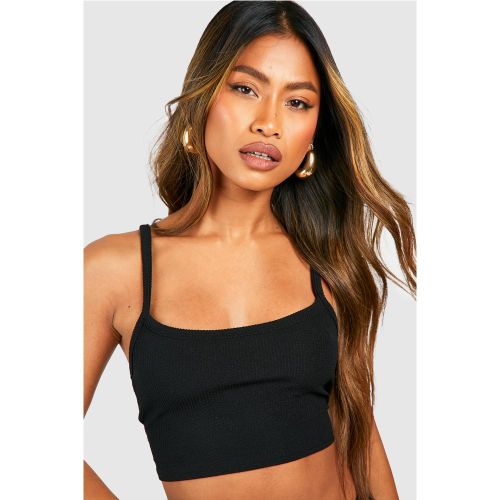 Top corto a coste con spalline - boohoo - Modalova