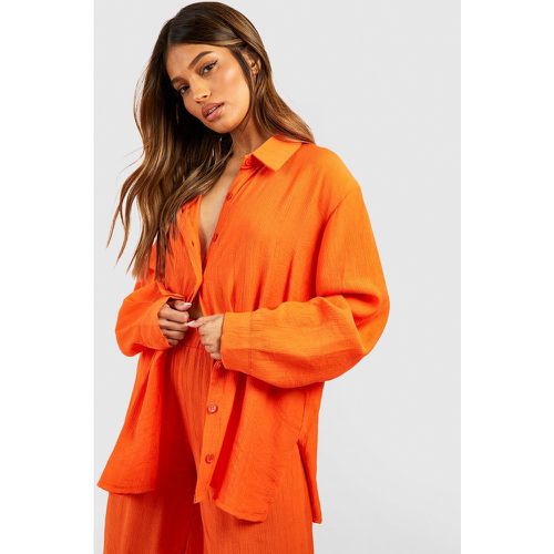 Camisa Holgada Fruncida, Naranja - boohoo - Modalova