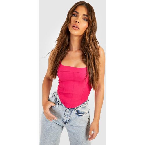 Top a corsetto in bengalina con anello e spalline - boohoo - Modalova