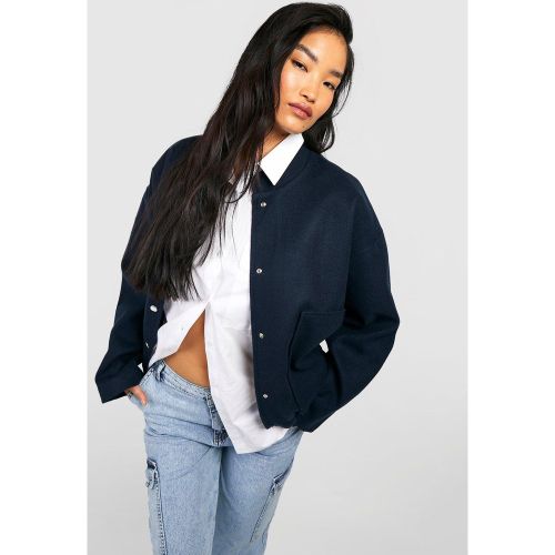 Giacca Bomber oversize effetto lana - boohoo - Modalova