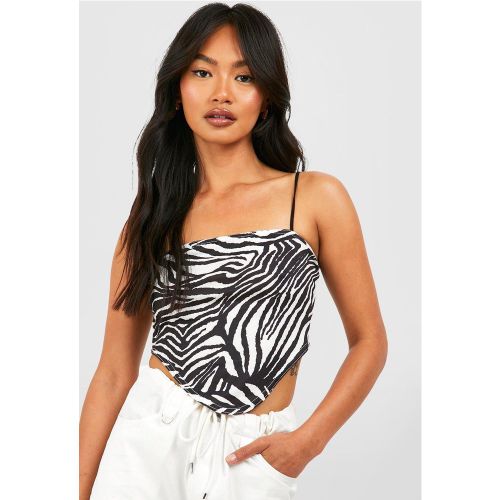 Top Zabra con spalline e scollo a V - boohoo - Modalova