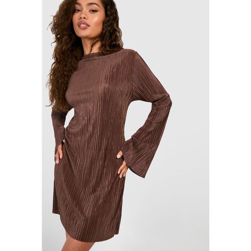 Vestido Recto Plisado Con Mangas Acampanadas - boohoo - Modalova