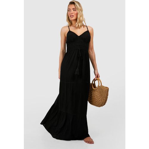 Vestido Maxi Para La Playa Fruncido Con Borlas - boohoo - Modalova