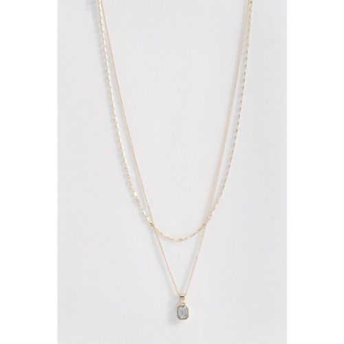 Collar De Cadena Doble Con Colgante - boohoo - Modalova