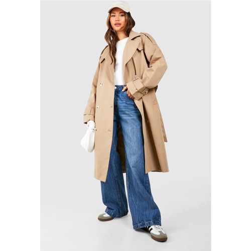 Oversized Trench Coat, Beige - boohoo - Modalova