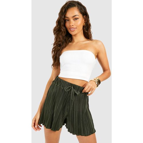 Plisse Flippy Shorts, Verde - boohoo - Modalova