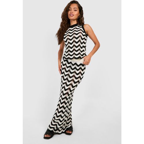 Zig Zag Crochet Knitted Maxi Skirt - boohoo - Modalova