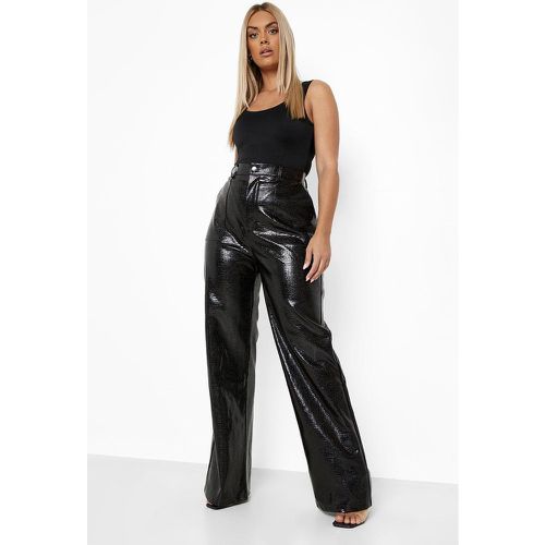 Pantaloni Plus Size in PU effetto pelle di coccodrillo - boohoo - Modalova