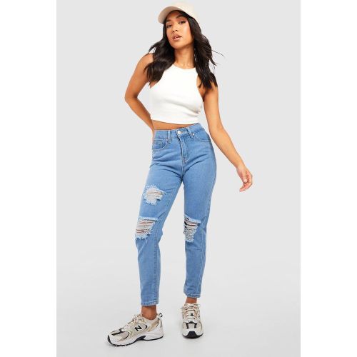 Vaqueros Petite Boyfriend Rotos De Tiro Alto - boohoo - Modalova