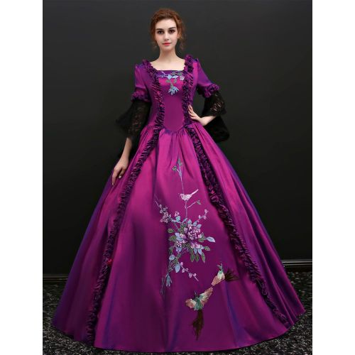 Victorian Retro Tudor Dress Costume Women's lace Long Sleeves purple Vintage Ball Gown Victorian era Clothing retro Long Dresses Halloween - milanoo.com - Modalova