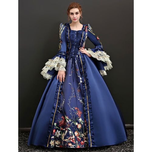 Victorian Dress Costume Women's Racoco Princess Sissi Women's Trumpet Long sleeves Victorian Era Clothing with hat Retro Costumes Halloween - milanoo.com - Modalova