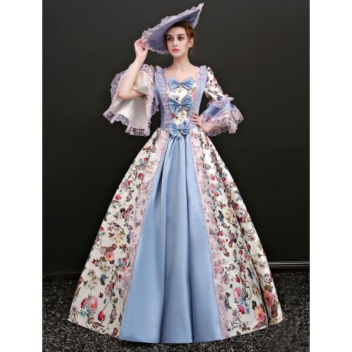 Victorian Retro Tudor Dress Costume Women's Rococo Vintage Victorian Era Outfits Jacquard Retro Ball gown Costumes Halloween - milanoo.com - Modalova