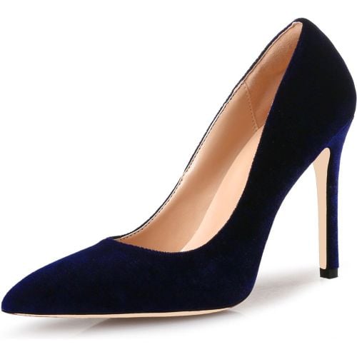 Royal Blue High Heels Velvet Pointed Toe Stiletto Heel Slip On Pumps Women Shoes - milanoo.com - Modalova