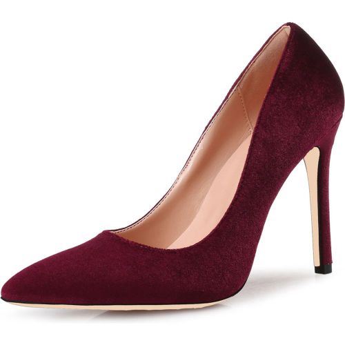 Royal Blue High Heels Velvet Pointed Toe Stiletto Heel Slip On Pumps Women Shoes - milanoo.com - Modalova