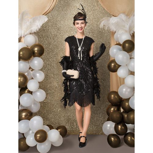 Carnival 1920s Sequined Flapper Great Gatsby Dress Tassels Bead Dress - milanoo.com - Modalova