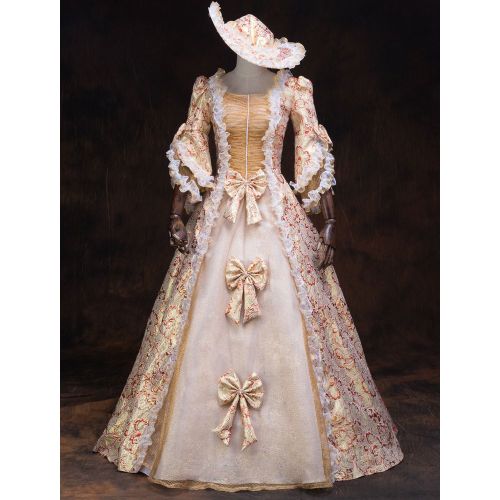 Victorian Rococo Retro Tudor Dress Costume Red Ball Gowns Ruffles Dress - milanoo.com - Modalova