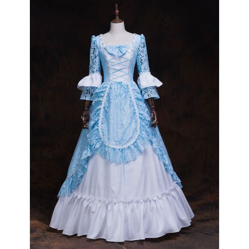 Victorian Dress Costume Women's Rococo Masquerade Ball Gowns lace Trumpet Half Sleeves Victorian Era Clothing Retro Dress - milanoo.com - Modalova