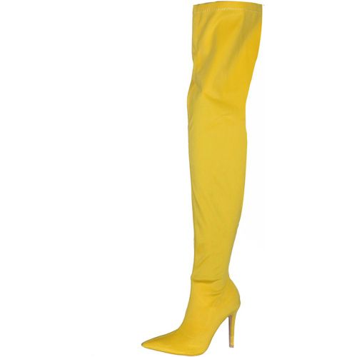 Thigh High Boots Womens Elastic Fabric Pointed Toe Stiletto Heel Over The Knee Boots - milanoo.com - Modalova