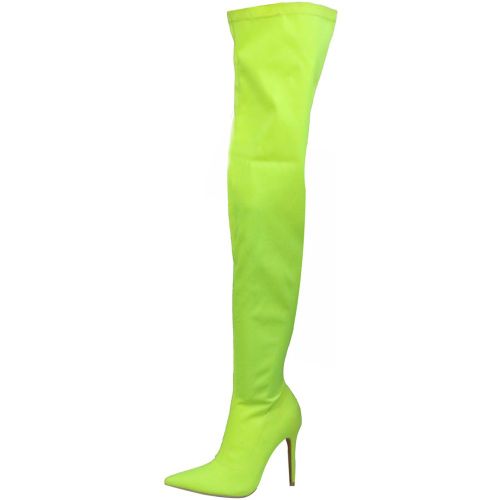 Thigh High Boots Womens Elastic Fabric Pointed Toe Stiletto Heel Over The Knee Boots - milanoo.com - Modalova