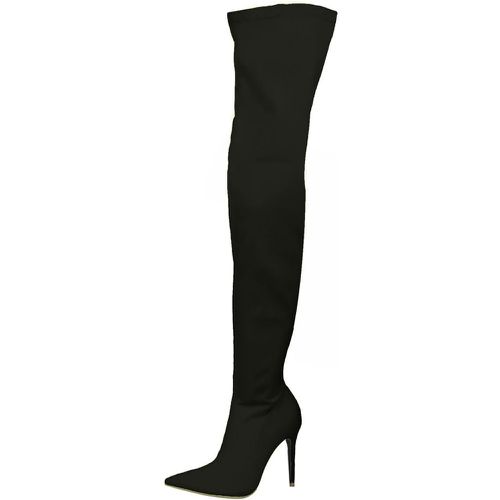 Thigh High Boots Womens Elastic Fabric Pointed Toe Stiletto Heel Over The Knee Boots - milanoo.com - Modalova