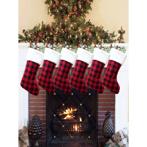 Christmas Gift Bags Christmas Door Hanging Decorations Plaid Cloth Christmas Socks Gift Bags - milanoo.com - Modalova