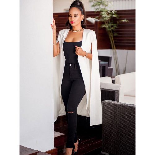 Women Poncho Long Sleeve Irregular Cape Blazer - milanoo.com - Modalova