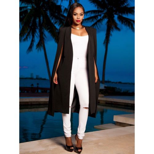 Women White Poncho Long Sleeve Irregular Cape Blazer - milanoo.com - Modalova