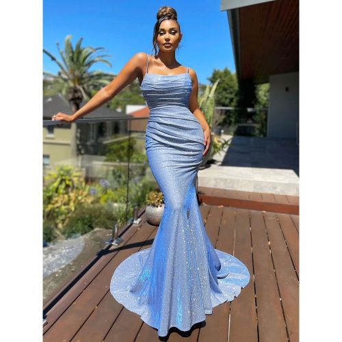 Birthday Party Dresses Straps Neck Sleeveless Backless Prom Long Aquatic Dress - milanoo.com - Modalova