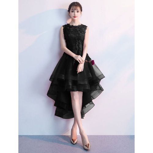 Cocktail Dresses Red High Low Prom Homecoming Dress Lace Applique Asymmetrical Party Dress Free Customization - milanoo.com - Modalova