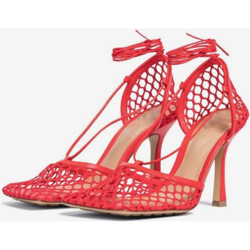 Green Mesh Heels Lace Up Stiletto Heel Sandals Square Toe - milanoo.com - Modalova