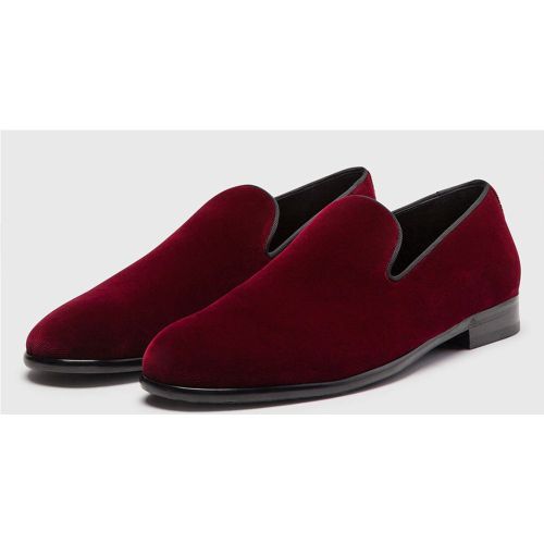 Mens Red velvet slippers Loafers Prom Homecoming Wedding Shoes Round Toe Slip On Shoes - milanoo.com - Modalova