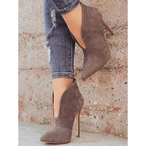 High Heel Booties Suede Pointed Toe Ankle Boots For Women - milanoo.com - Modalova