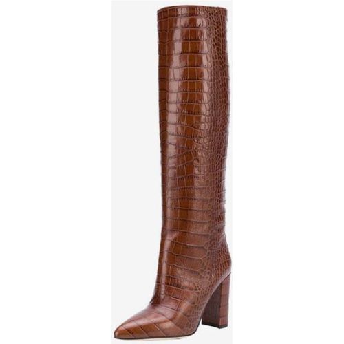 Women's Croc Print Chunky Heel Knee High Boots - milanoo.com - Modalova