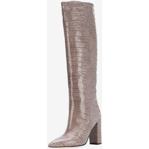 Women's Croc Print Chunky Heel Knee High Boots - milanoo.com - Modalova