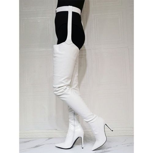 Women Over The Knee Boots Plus Size Stiletto Heel PU Leather Red Thigh High Boot - milanoo.com - Modalova