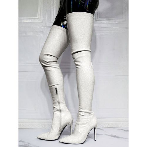 Black Thigh High Boots Sexy Pointed Toe Over The Knee Boots - milanoo.com - Modalova