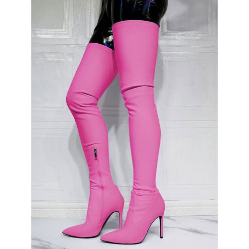 Black Thigh High Boots Sexy Pointed Toe Over The Knee Boots - milanoo.com - Modalova