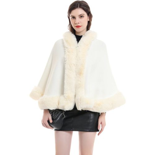 Wedding Cape Faux Fur Shawl Bridal Winter Outerwear - milanoo.com - Modalova