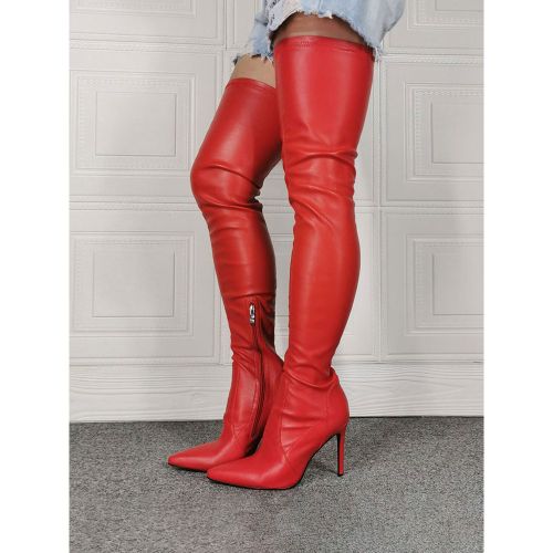 White Sexy Over The Knee Boots Pointed Toe Stiletto Thigh High Boots US size 5.5-12.5 - milanoo.com - Modalova